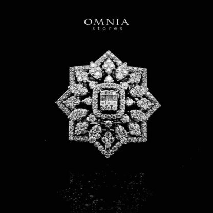 Omnia Delnaz White Long Chain Full Set in High Quality Zircon Stone in Rhodium Plated - Image 4