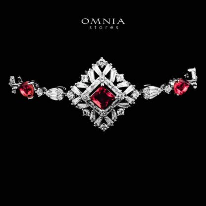 Omnia Donya Red Long Chain Full Set in High Quality Zircon Stone in Rhodium Plated - Image 5