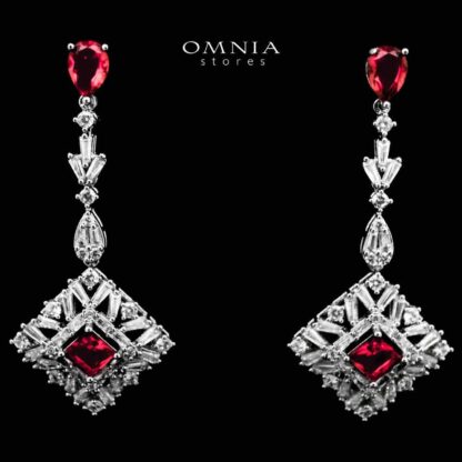 Omnia Donya Red Long Chain Full Set in High Quality Zircon Stone in Rhodium Plated - Image 4