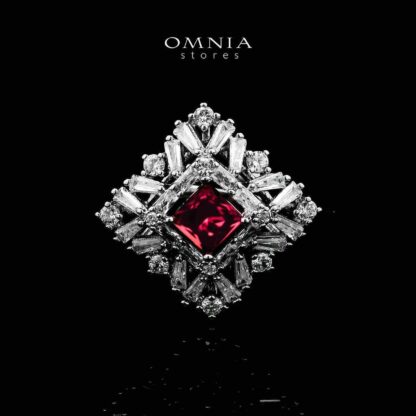 Omnia Donya Red Long Chain Full Set in High Quality Zircon Stone in Rhodium Plated - Image 3