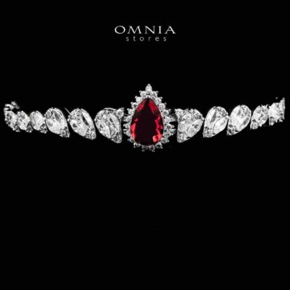 Omnia Aliya Red Bridal Full Set in High Quality Zircon Stone in Rhodium Plated - Image 5