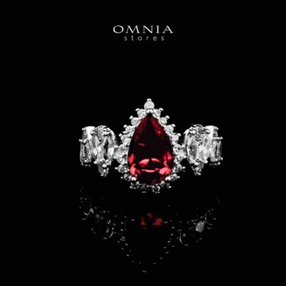 Omnia Aliya Red Bridal Full Set in High Quality Zircon Stone in Rhodium Plated - Image 4
