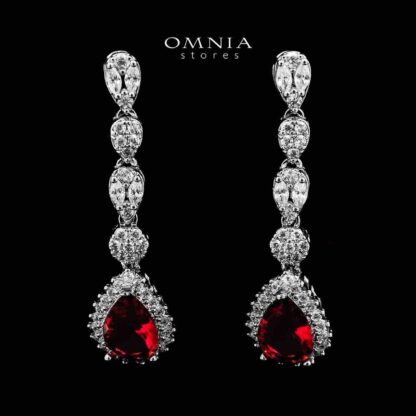 Omnia Aliya Red Bridal Full Set in High Quality Zircon Stone in Rhodium Plated - Image 3