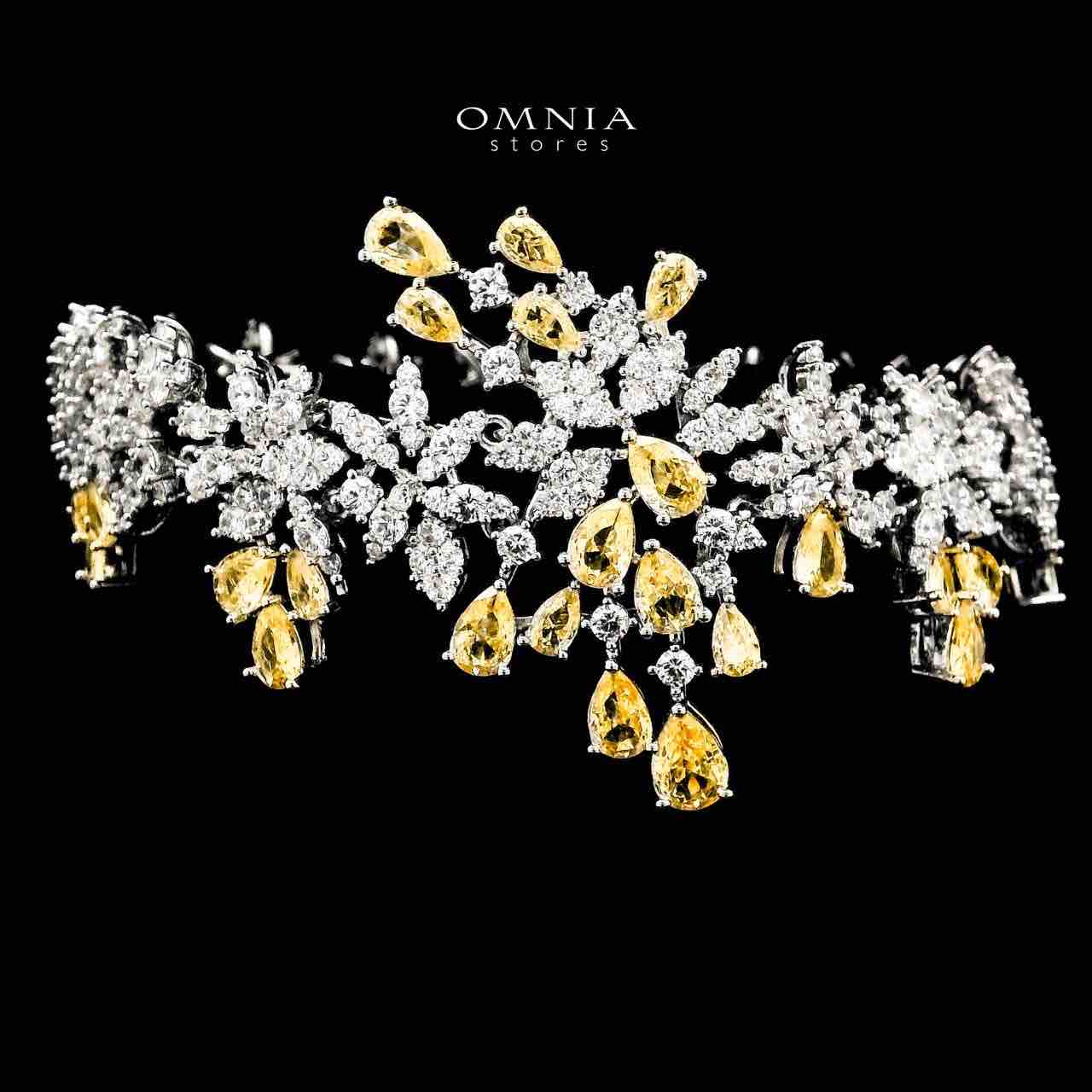 Omnia Taghreed Yellow Choker Full Set in High Quality Zircon Stone in Rhodium Plated - Image 3