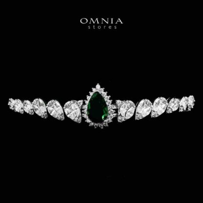 Omnia Aliya Green Bridal Full Set in High Quality Zircon Stone in Rhodium Plated - Image 5