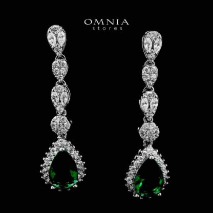 Omnia Aliya Green Bridal Full Set in High Quality Zircon Stone in Rhodium Plated - Image 4