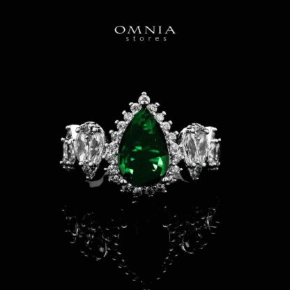 Omnia Aliya Green Bridal Full Set in High Quality Zircon Stone in Rhodium Plated - Image 3