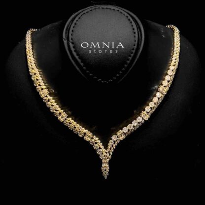 Omnia Elham Gold Plated Bridal Full Set in High Quality Zircon Stone in Rhodium Plated - Image 2