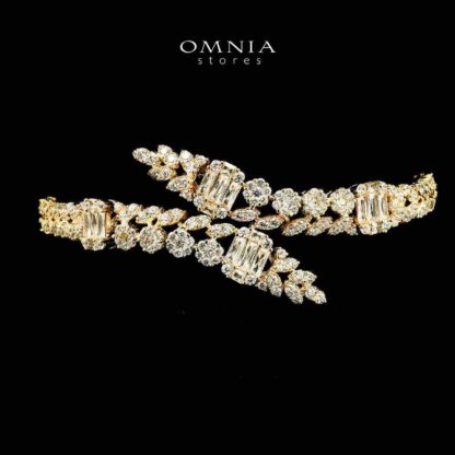 Omnia Elham Gold Plated Bridal Full Set in High Quality Zircon Stone in Rhodium Plated - Image 5