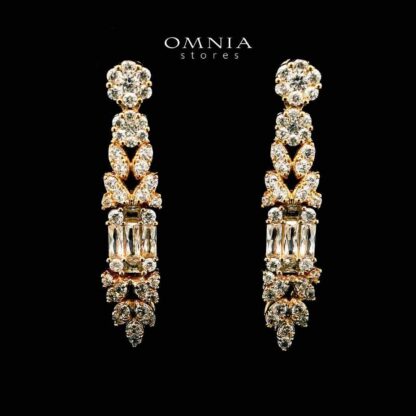 Omnia Elham Gold Plated Bridal Full Set in High Quality Zircon Stone in Rhodium Plated - Image 3