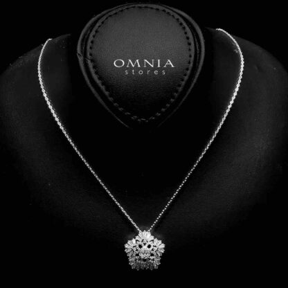 Omnia Farahnaz Silver Necklace, Earrings & Ring Set in High Quality Zircon Stone in Rhodium Plated - Image 2