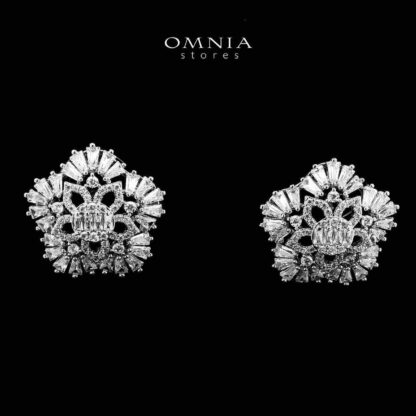 Omnia Farahnaz Silver Necklace, Earrings & Ring Set in High Quality Zircon Stone in Rhodium Plated - Image 4