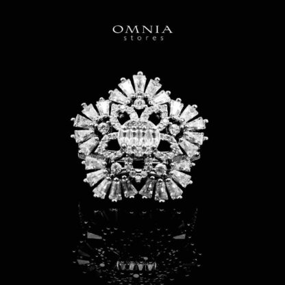 Omnia Farahnaz Silver Necklace, Earrings & Ring Set in High Quality Zircon Stone in Rhodium Plated - Image 3