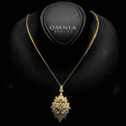 Omnia Fariba Gold Plated Necklace, Earrings & Ring Set in High Quality Zircon Stone in Rhodium Plated - Image 2