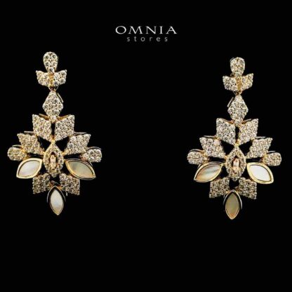 Omnia Fariba Gold Plated Necklace, Earrings & Ring Set in High Quality Zircon Stone in Rhodium Plated - Image 4