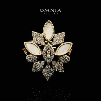 Omnia Fariba Gold Plated Necklace, Earrings & Ring Set in High Quality Zircon Stone in Rhodium Plated - Image 3