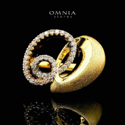 Omnia Farideh Gold Plated Necklace, Earrings & Ring Set in High Quality Zircon Stone in Rhodium Plated - Image 3