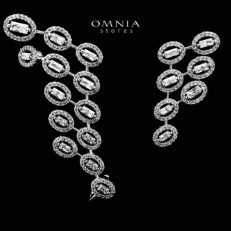 Golbahar Winged Silver Color Earrings in High Quality Zircon Stone in Rhodium Plated