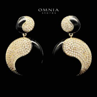 Golnaz Black Gold Plated Earrings in High Quality Zircon Stone in Rhodium Plated
