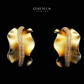 Golnoosh Gold Plated Earrings in High Quality Zircon Stone in Rhodium Plated