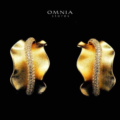 Golnoosh Gold Plated Earrings in High Quality Zircon Stone in Rhodium Plated
