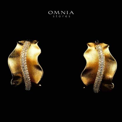 Golnoosh Gold Plated Earrings in High Quality Zircon Stone in Rhodium Plated - Image 2