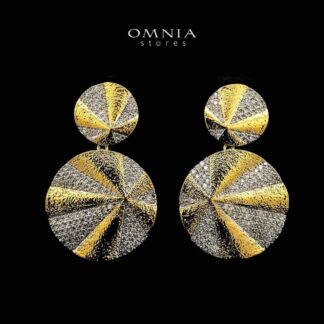 Golchehreh Gold Plated Earrings in High Quality Zircon Stone in Rhodium Plated