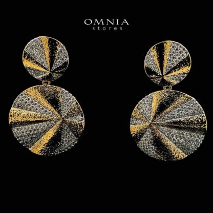Golchehreh Gold Plated Earrings in High Quality Zircon Stone in Rhodium Plated - Image 2