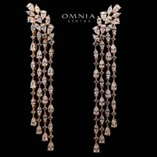 Homa Goledn Drop Gold Plated Earrings in High Quality Zircon Stone in Rhodium Plated