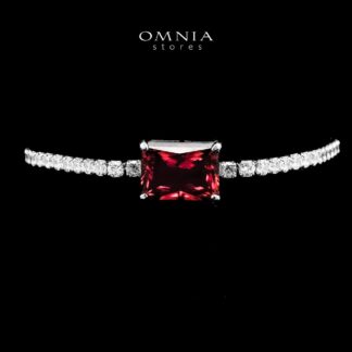 Omnia Gabrielle Red Bracelet In 92.5 Silver High Quality Simulated Diamonds