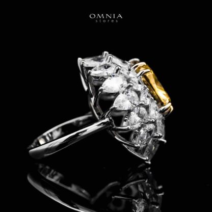 Omnia Thalia Yellow Ring In 925 Silver High Quality Simulated diamonds - Image 3