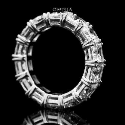 Omnia Amani Princess Cut Eternity White Ring in 92.5 Silver with High Quality Simulated Diamonds - Image 2