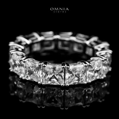 Omnia Amani Princess Cut Eternity White Ring in 92.5 Silver with High Quality Simulated Diamonds - Image 3