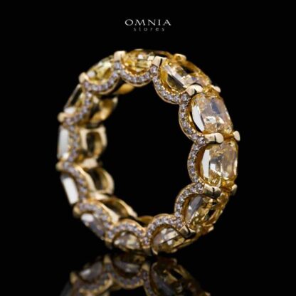 Omnia Agata Yellow Ring 92.5 Silver High Quality Simulated diamonds - Image 2