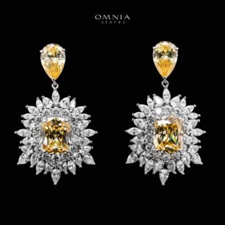 Omnia Thalia Yellow Earring in 92.5 Silver High Quality Simulated diamonds - Yellow