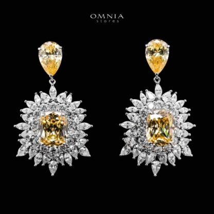 Omnia Thalia Yellow Earring in 92.5 Silver High Quality Simulated diamonds