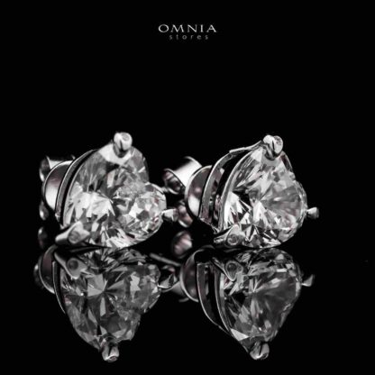 Omnia Shaden Heart-Shaped Stud Earrings in 92.5 Silver with High Quality Iced Cut Stones - Image 3
