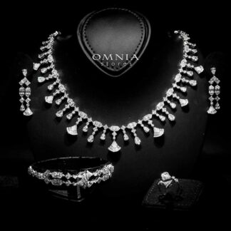 Omnia Raihana White Bridal Full Set in 925 Silver High Quality Simulated Diamonds