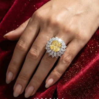 Omnia Thalia Yellow Ring In 925 Silver High Quality Simulated diamonds