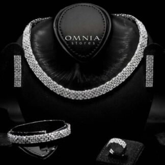Omnia Zehra White Luxury Bridal Full Set in High Quality Zircon Stone in Rhodium Plated