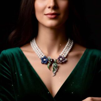 Omnia Nahla Fresh Real Water Pearl Necklace 925 Silver High Quality Simulated Diamonds