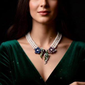 Omnia Nahla Fresh Real Water Pearl Necklace 925 Silver High Quality Simulated Diamonds - MultiColor