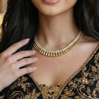 Omnia Nina Gold Plated Necklace With High Quality Certified Lab Crafted Stones In 925 Silver