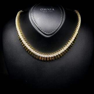 Omnia Nina Gold Plated Necklace With High Quality Certified Lab Crafted Stones In 925 Silver