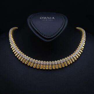 Omnia Nina Gold Plated Necklace With High Quality Certified Lab Crafted Stones In 925 Silver