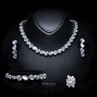 Omnia Lamia White Bridal Full Set with High-Quality Simulated Diamonds Rhodium Plated