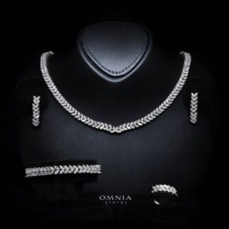 Omnia Aroosa White Bridal Full Set with High-Quality Simulated Diamonds Rhodium Plated