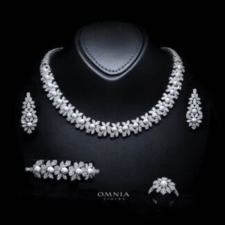 Omnia Maissa Bridal Full Set Accessories in High Quality Zircon Stone in Rhodium Plated