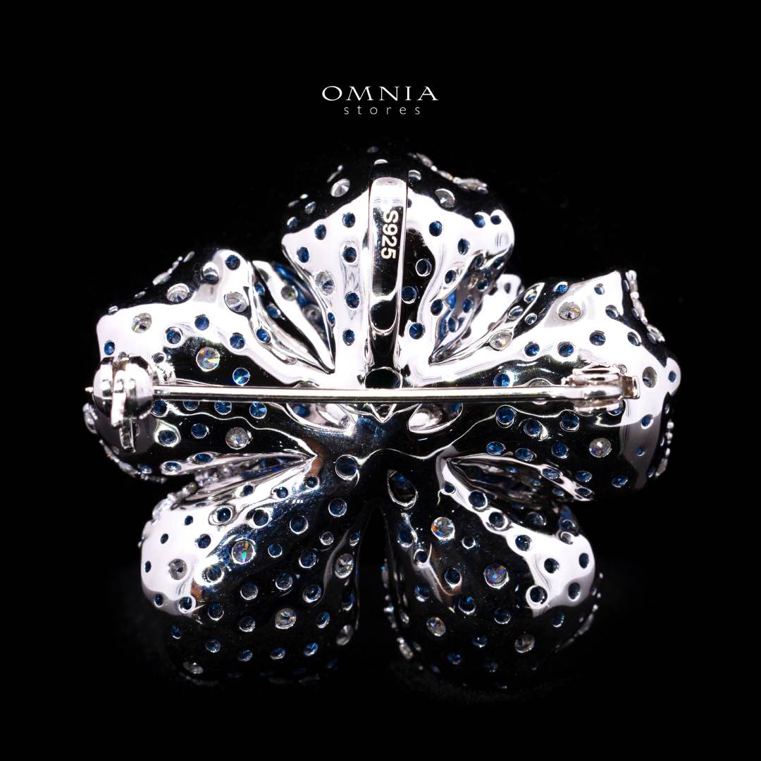 Omnia Kimiya Flower Brooch in 925 Silver with High Quality Simulated Diamonds - Image 3