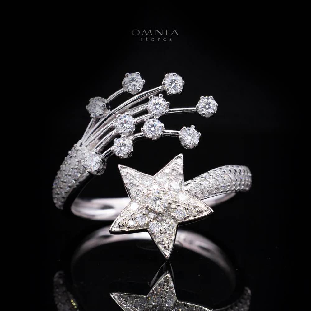 Calista Star White Moissanite Stone Ring With GRA Certified High Quality in 925 Silver